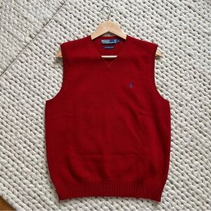 Vintage Polo Ralph Lauren Lambswool Red Sweater Vest | small